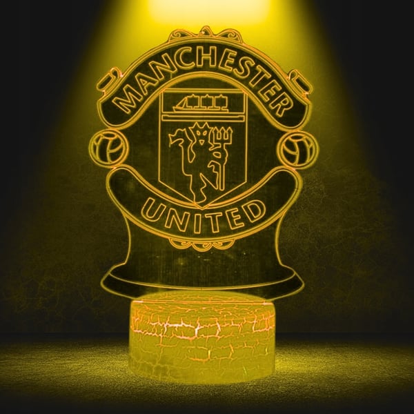 Manchester Uniteds vapensköld nattlampa för barn 16 LED 3D + fjärrkontroll