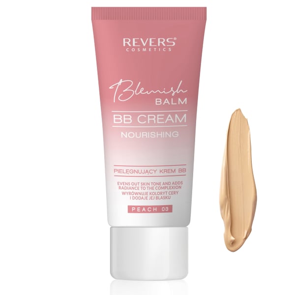 BB Cream med panthenol. Farve PEACH 03. Udjævner hudtonen og fugter.
