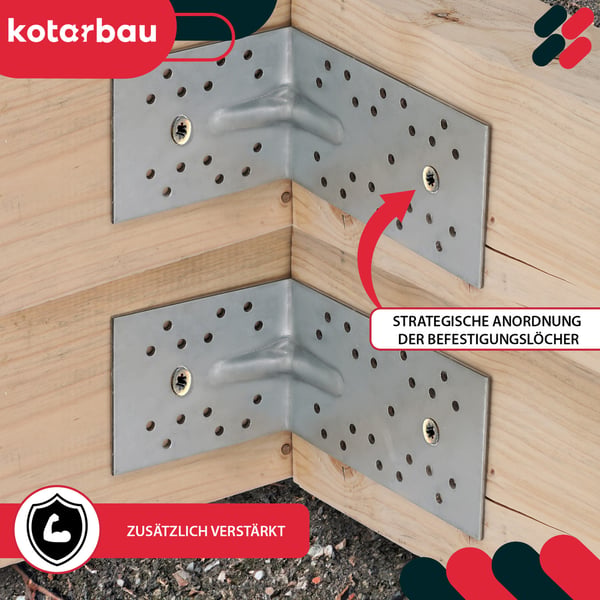 Kotarbau® Kirvesmiehen kulmakappale teräsrakenteisiin kohokuvioinnilla, ruostumatonta terästä, 100x150x80 mm - 12 kpl:n sarja.
