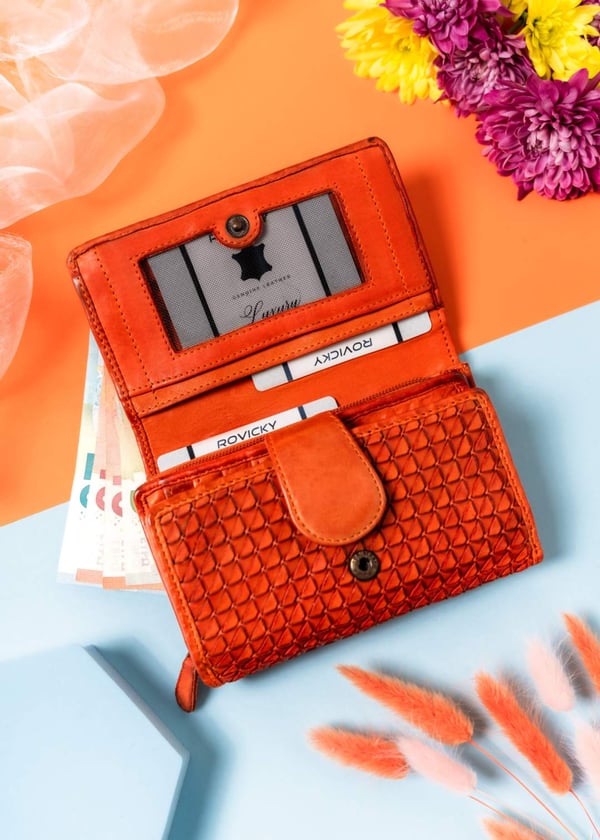 Damplånbok i läder R-N19-ZPT-7293 Orange