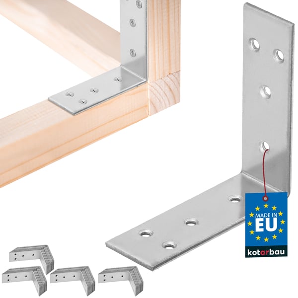 Kotarbau® Kirvesmiehen kulmaliitin ruostumatonta terästä sinkittyä 60 x 60 x 20 mm 50 kpl:n sarja