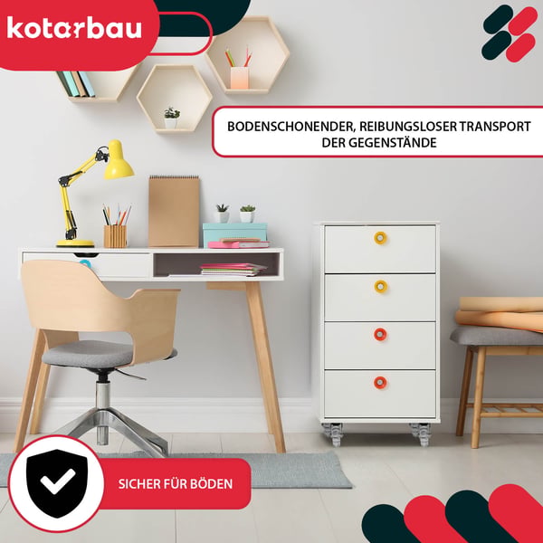 KOTARBAU® Møbelhjul Til Møbelskabe Gummihjul Med Bremse Transparent 75 MM