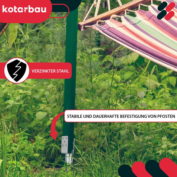 Kotarbau® Teräksinen U-muotoinen ankkuritolppa aitoihin, huvimajoihin, 70 x 700 mm, 4 kpl:n sarja