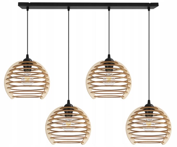 Hængende lampe, loftslysekrone, træ, LED lampeskærm