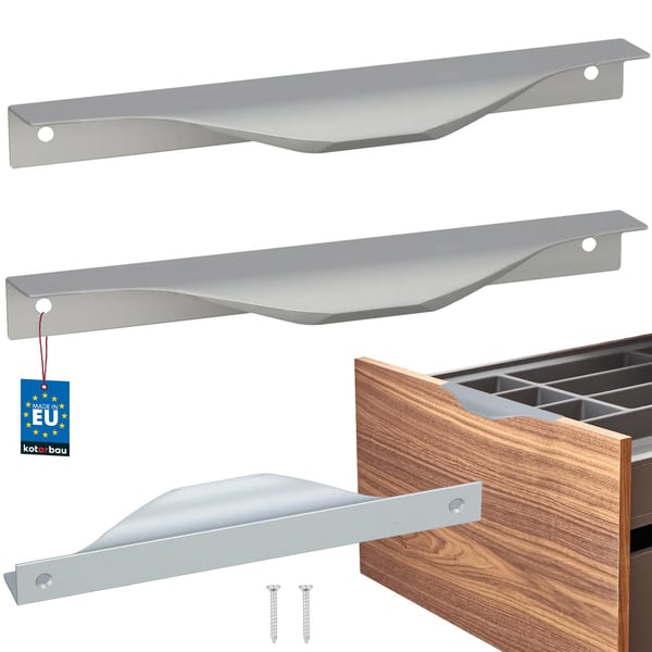 Kotarbau Moderna møbelgreb i aluminium med sølvkant 160/180 mm sæt 2 stk