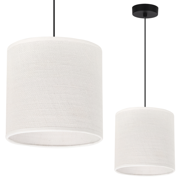 HÄNGLAMPA SVART JUTE 1 PLAT VIT LAMPSKÄRM 15CM E27