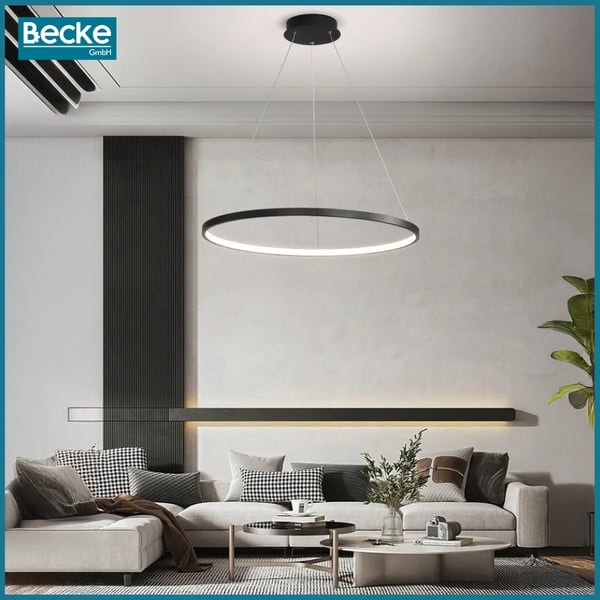 Ring LED-taklampa mattsvart 25W modern industriell hängande