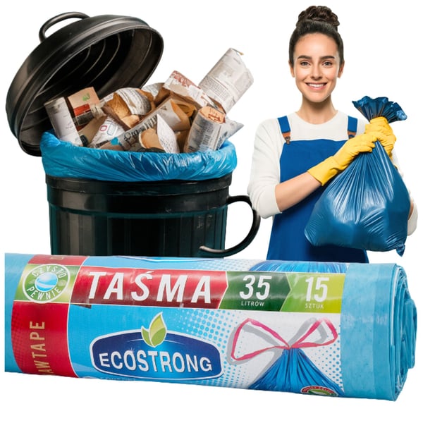 Jätepussit 35l sininen LDPE a'15 kpl teipillä