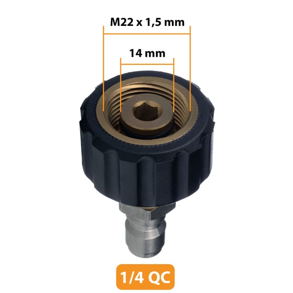 Kärcher snabbkoppling för HD HDS-tvättar M22x1,5mm 14mm 1/4QC kontakt