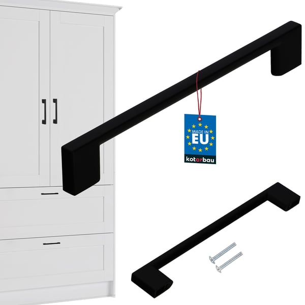 KOTARBAU kökshandtag klassiskt modernt avlångt långt matt svart 190 mm avstånd 160 mm