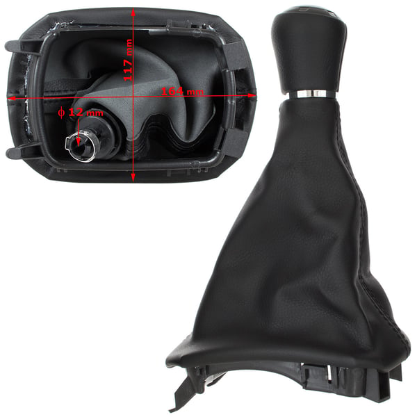 Audi A3 8L 96-03 SORT ECO LÆDER 5 GEARKNOP + SORT GEARHÆNG med ramme 12 MM HUL