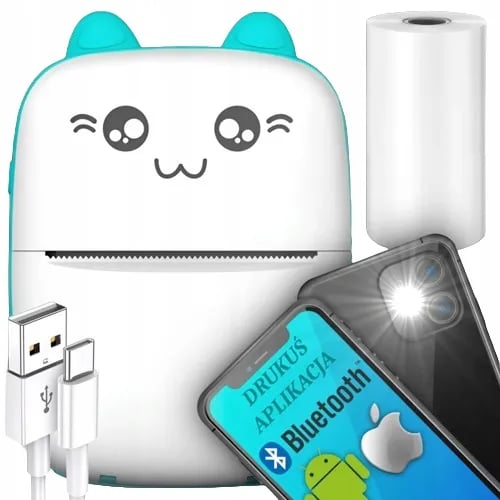 DRUKUŚ MINI TERMISKRIVARE BLÅ MINI CAT + RULLE MED TAPETER