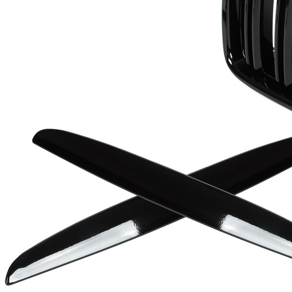 BMW 3 E90 / E91 04-09 SEDAN / KOMBI gitter mellem forlygterne (nyrerne) venstre + højre sæt SORTE GLOSSY DOBBELTE BÅNDRIBBER