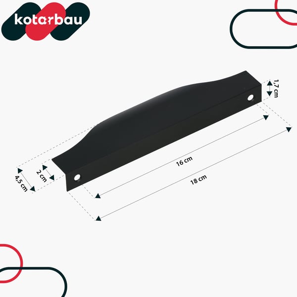 KOTARBAU møbelgreb med moderne kant, aluminium, matsort, 160/180 mm, 6 stk