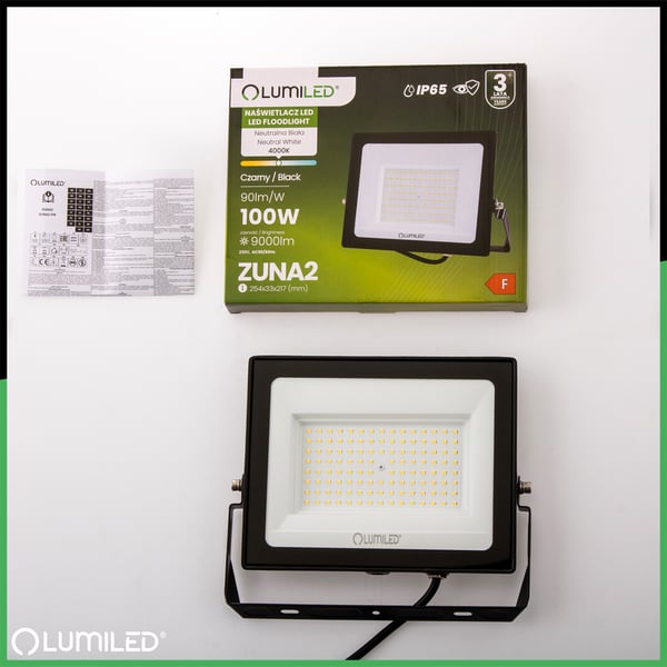 LED-valaisimet ZUNA2 100W 9000lm 4000K IP65 musta LUMILED