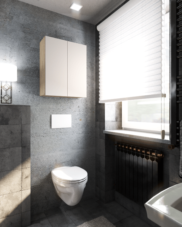 Kylpyhuoneen seinäkaappi Sonoma Oak Matte White 60 CM Kylpyhuonepylväs