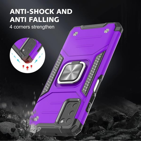 Silikonecover til Samsung Galaxy A03s/A02S med holder lilla + 2x glas