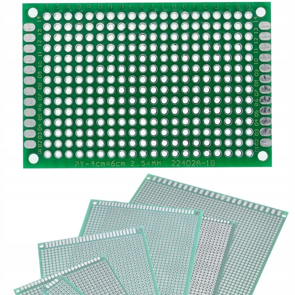 Kaksipuolinen universaali prototyyppipiirilevy 40 x 60 mm (vihreä)