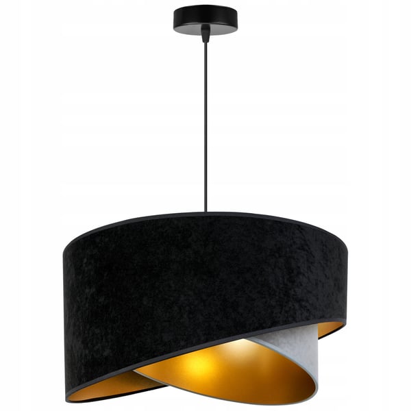 HÆNGENDE LAMPE LOFTSKRONE GYLDEN FLØJLSSKÆRM