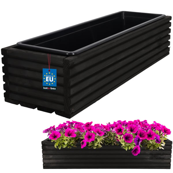 KOTARBAU® Trälåda för terrass med insats svart 64 x 20 cm