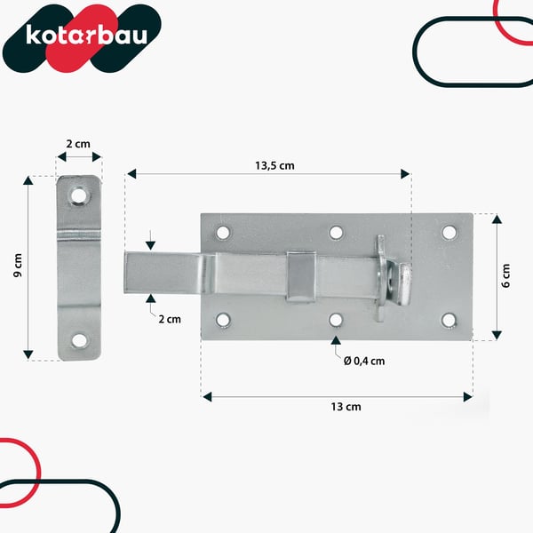 KOTARBAU® Universallåsregel för dörrar och grindar stål 130 mm hänglåsbar