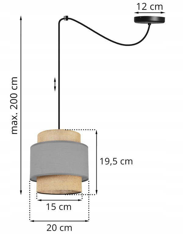 Hængende lampe, loftslysekrone, lampeskærm, boho juta