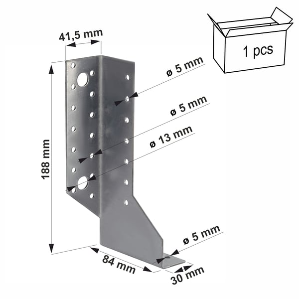 Jaettu palkkiripustin 30x188x84x2mm vasen