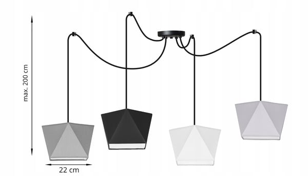 Lofthængende lampe med loftskrone og edderkopskærm