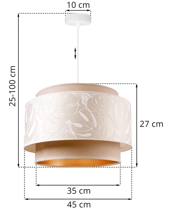 HÆNGENDE LOFTSLAMPE LYKRONESKÆRM TIL STUE 45 CM