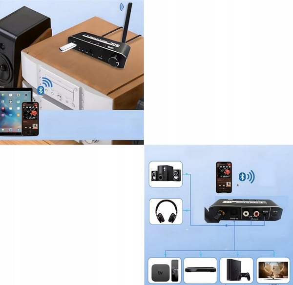 BLUETOOTH 5.0-RECEIVER LJUDOMVANDLARE DAC TOSLINK 2x CINCH AUX BT + USB