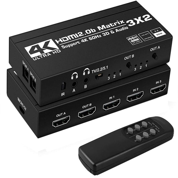 MATRIX HDMI 2.0 3x2 Switch Splitter SPDIF Extrakt