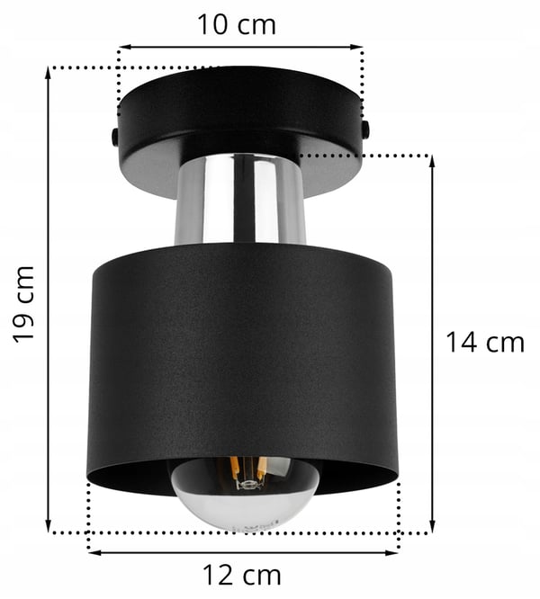 LOFTSLAMPE, VÆGLAMPE, PLAFON, LAMPESKÆRM, SORT LED