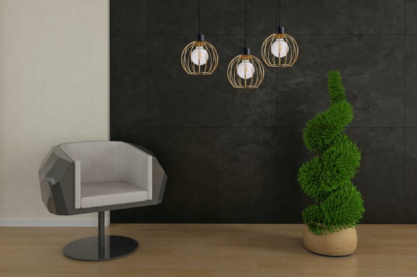Lofthængende lampe med lysekrone i gylden edderkop-stil