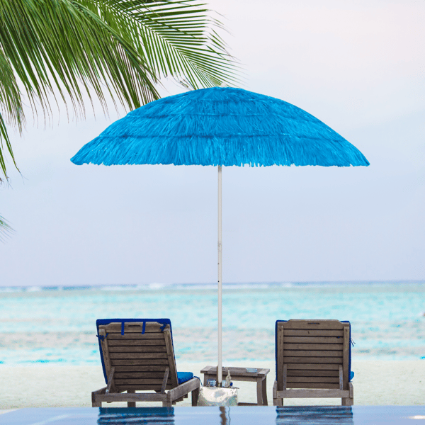 Hawaiiansk haveparasol til balkon/terrasse med snore, blå