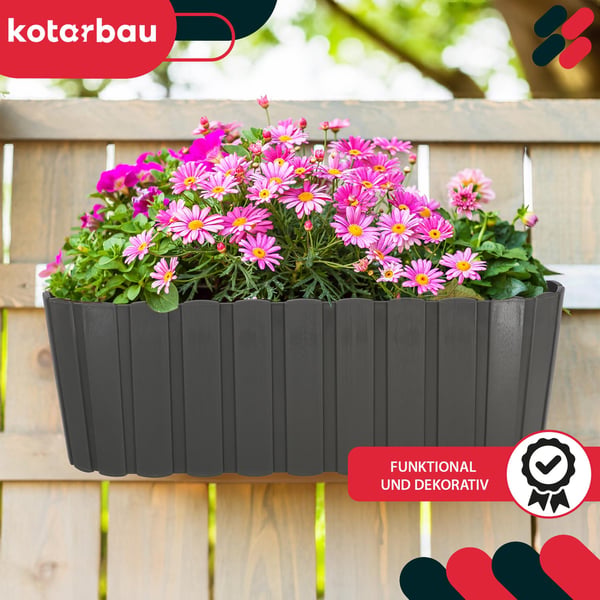 KOTARBAU Balkongblomkruka för räcke oval rustik grå 400 mm set om 2