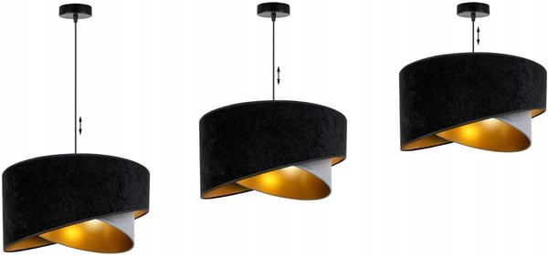 HÆNGENDE LAMPE LOFTSKRONE GYLDEN FLØJLSSKÆRM