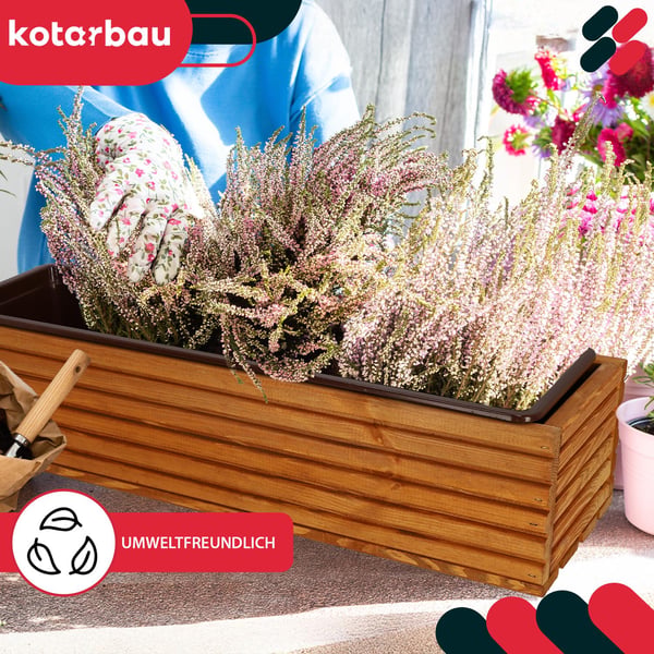Kotarbau® Kukkaruukkulaatikko Puinen puutarhan istutuslaatikko terassille ja sisäkkeellä Tammi 64 x 20 CM