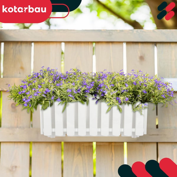 Blomkruka balkonglåda för balustrad terrassblommor vit 40 cm 4-pack