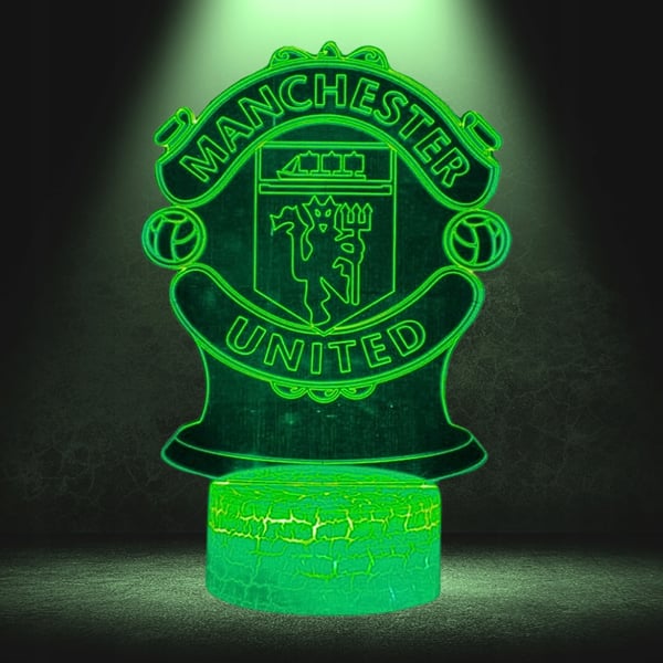 Manchester Uniteds vapensköld nattlampa för barn 16 LED 3D + fjärrkontroll