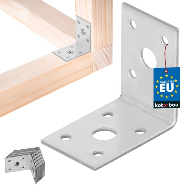 Kotarbau® Kirvesmiehen kulmaliitin ruostumatonta terästä sinkittyä 50 x 50 x 35 mm 12 kpl:n sarja