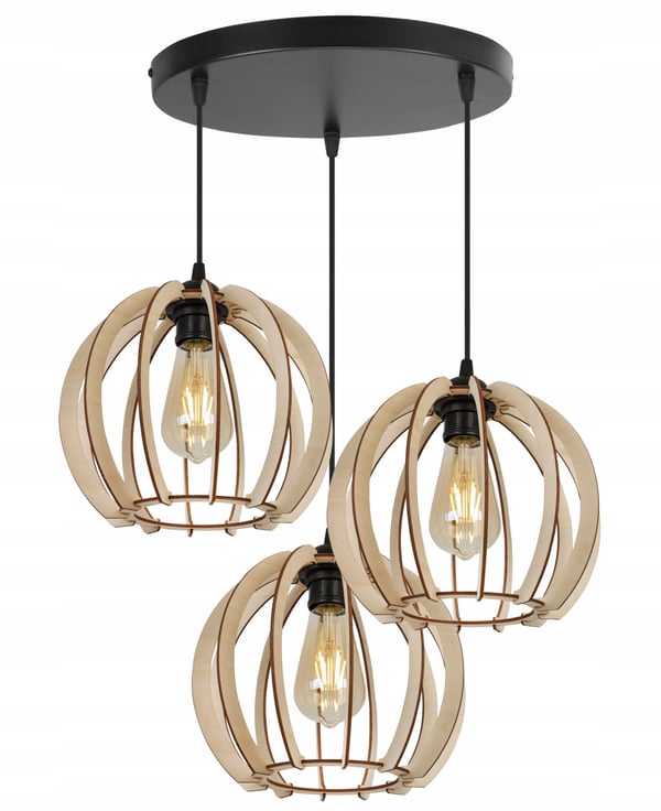 MODERNE LED-LOFTHÆNGELAMPE I TRÆ