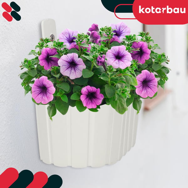 Vägghängande blomkruka för väggmontering rustik vit 280 mm