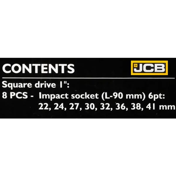 JCB 1" Cr-Mo 6-kulmainen syvä iskuhylsysarja 8 osaa