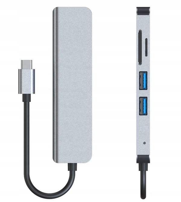 Adapter USB-C Hub 3xUSB 3.0 Kortlæser TF/SD Plug and Play