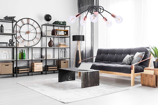 Industriel kobber loftslampe i to farver