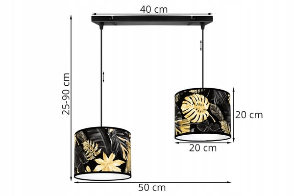 Lofthængende lampe, lampeskærm, gyldne blomster, LED