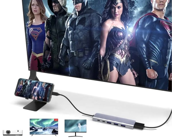 HUB USB-C HDMI 4K USB 3.0 Gen 1 med PD-strömförsörjning 100W