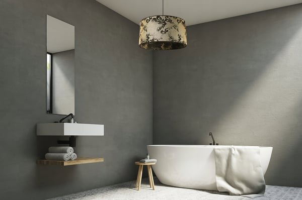 HÆNGELAMPE, LOFTKRONE, LAMPESKÆRM, GULDMØNSTER
