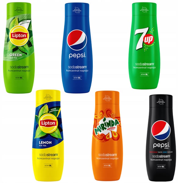 6 Lipton SodaStream -tiivisteen setti: Sitruuna+Vihreä+Pepsi+Mirinda+7UP+PepsiMAX
