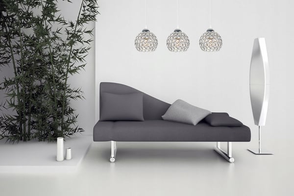 Kromhængende lampe med LED-krystal til loftet